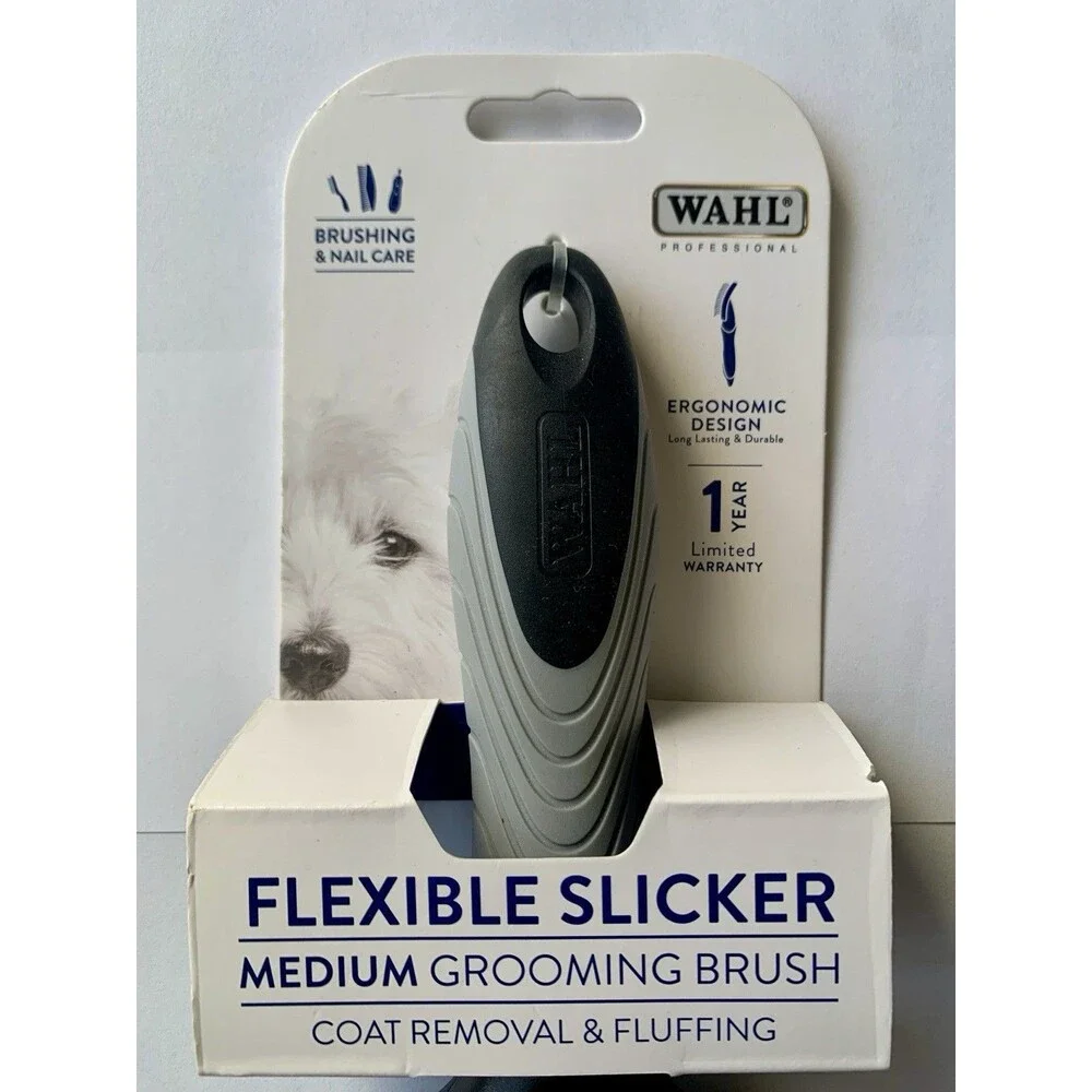 NEW Wahl Flexible Double-Sided Slicker Medium Grooming Brush Dogs 858478 NWT